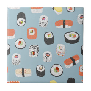 Sushi Nigiri Maki Roll Pattern Ceramic Tile