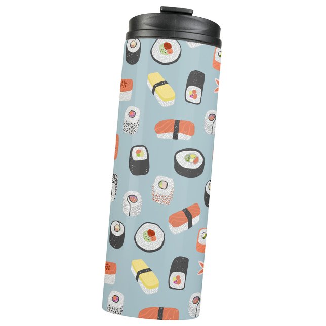 Sushi Nigiri Maki Roll Pattern Thermal Tumbler (Japanese sushi food art thermal tumbler)