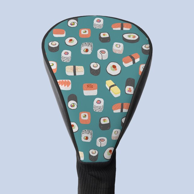 Sushi Nigiri Maki Rolls Japanese Food Art Green Golf Head Cover (Japanese sushi pattern fun golf head cover)