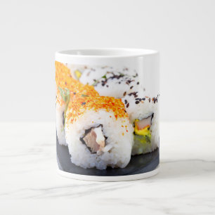 Sushi on a plate large coffee mug