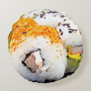 Sushi on a plate round cushion
