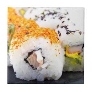 Sushi on a plate tile