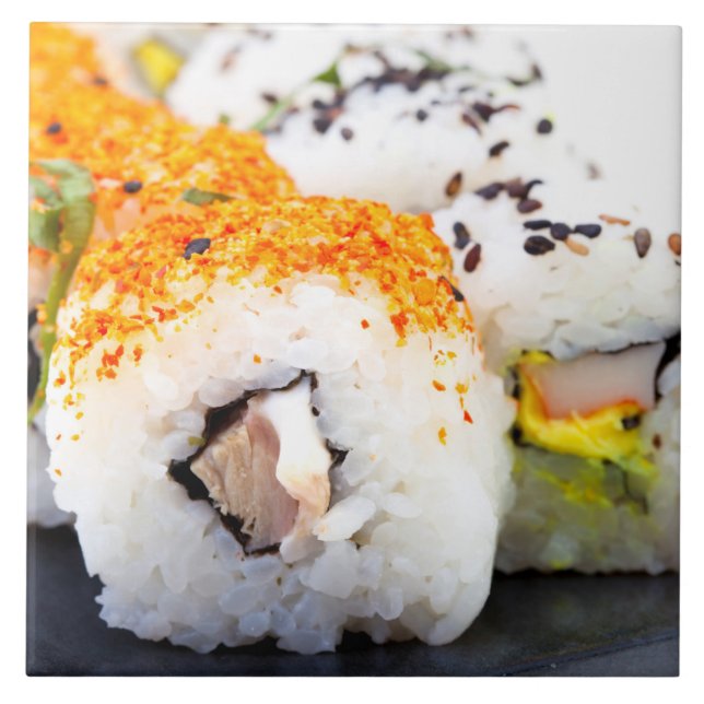 Sushi on a plate tile (Front)