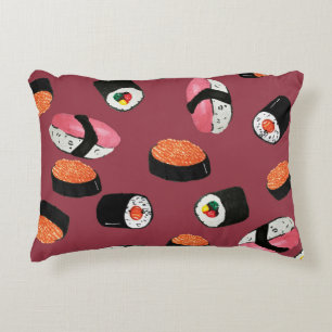 Sushi Onigiri Rolls: Seamless Illustration Decorative Cushion