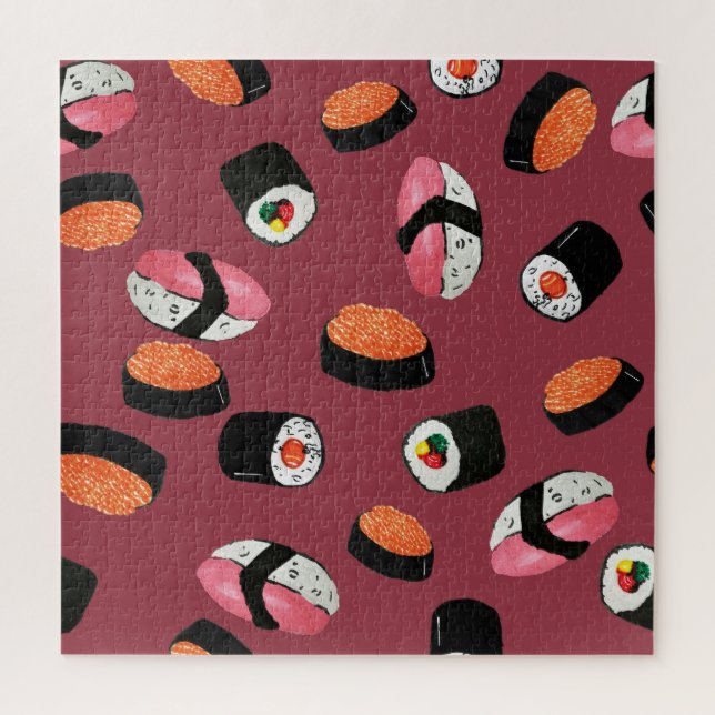 Sushi Onigiri Rolls: Seamless Illustration Jigsaw Puzzle (Vertical)