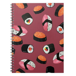 Sushi Onigiri Rolls: Seamless Illustration Notebook