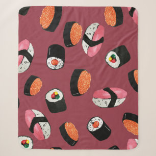 Sushi Onigiri Rolls: Seamless Illustration Sherpa Blanket