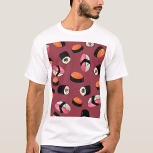 Sushi Onigiri Rolls: Seamless Illustration T-Shirt