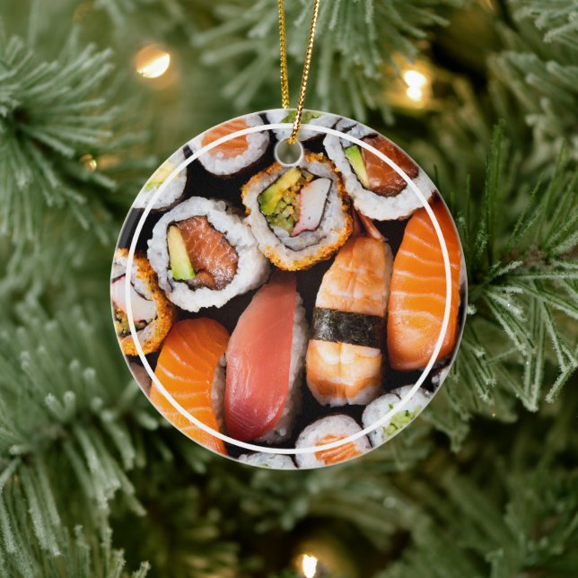 Sushi Ornament with Message and Date on Back (Tree)