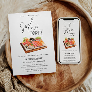 Sushi Party Any Occasion Party Sushi Night Party Invitation