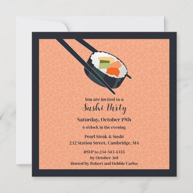 Sushi Party Flat Invitation (Front)