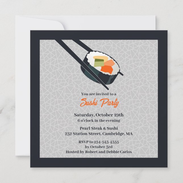 Sushi Party Flat Invitation (Front)