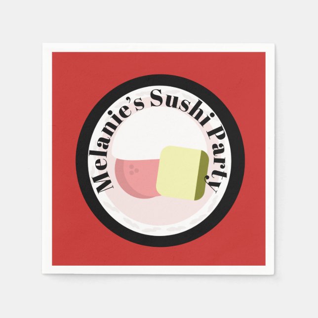 Sushi Party Rolls Birthday Name Napkin (Front)