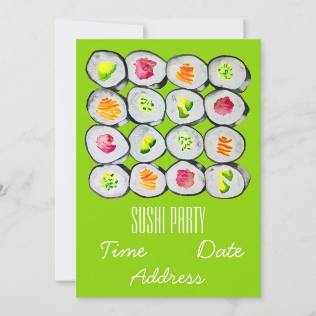 Sushi Party Stylish Modern Japanese party Invitati Invitation (Front)