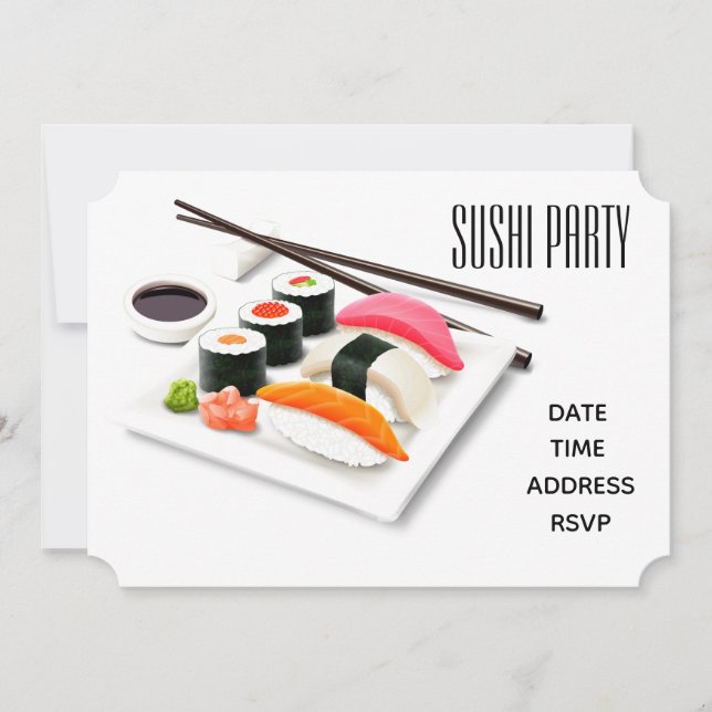 Sushi Party Stylish Modern Japanese party Invitation (Front)