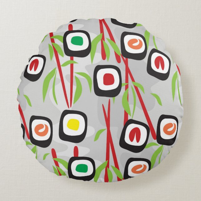 Sushi Pattern Round Cushion (Front)