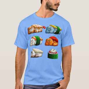 Sushi Persian Cat Funny Kitty Persian Cat Sushi Ka T-Shirt
