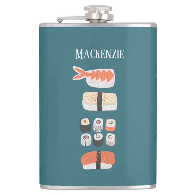 Sushi Personalised Hip Flask (Front)