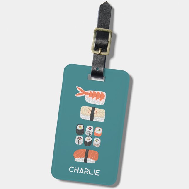 Sushi Personalised Luggage Tag (Custom name Japanese sushi food art personalized luggage tag)