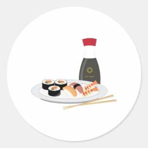Sushi Plate Classic Round Sticker