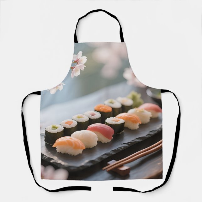 Sushi Platter Cherry Blossom Apron (Front)