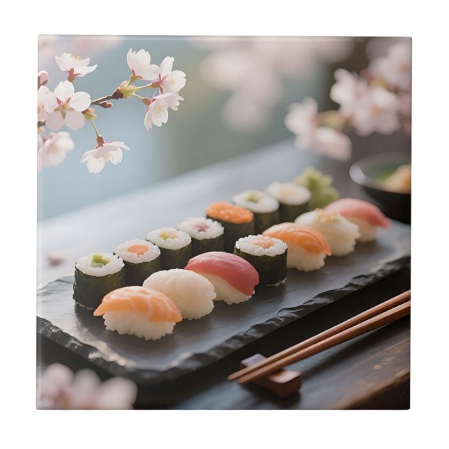 Sushi Platter Cherry Blossom Tile (Front)