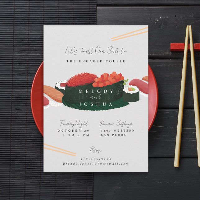 Sushi Pre Wedding Party Grey Invitation (Creator Uploaded)