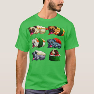 Sushi Pug Funny Pugs Sushi Otaku Kawaii T-Shirt