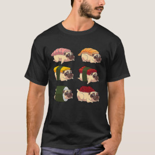Sushi Pug  Men Women Cool Sushi Pet  Foodie T-Shirt