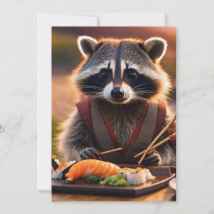 sushi racoon invitation
