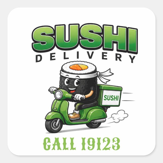 🍣 Sushi Restaurant Delivery Crew Apparel 🍣 Square Sticker (Front)