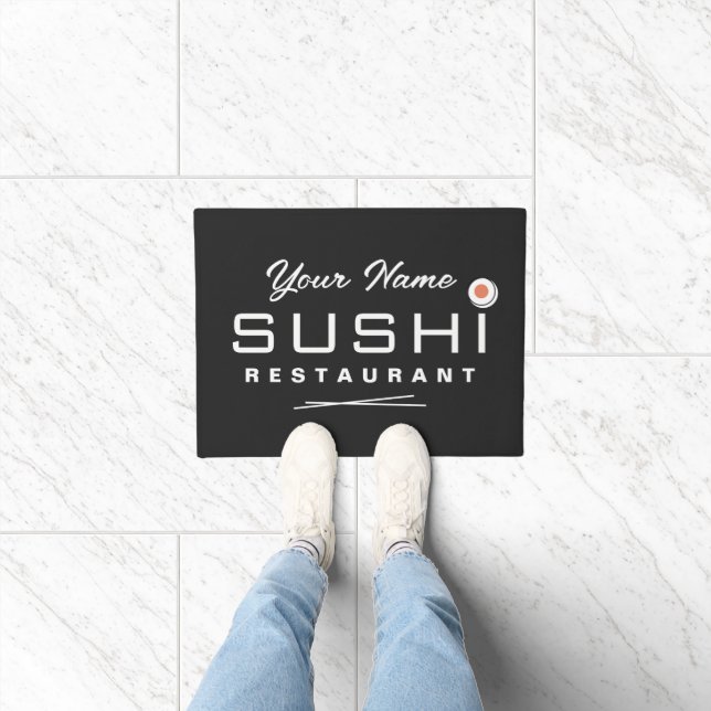 Sushi restaurant doormat with simple logo icon (Indoor)