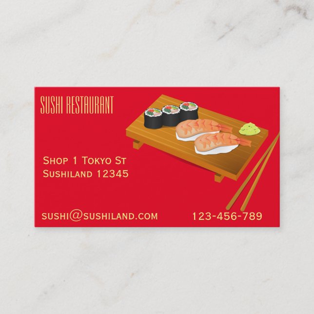 Sushi restaurant or catering business card (Front)