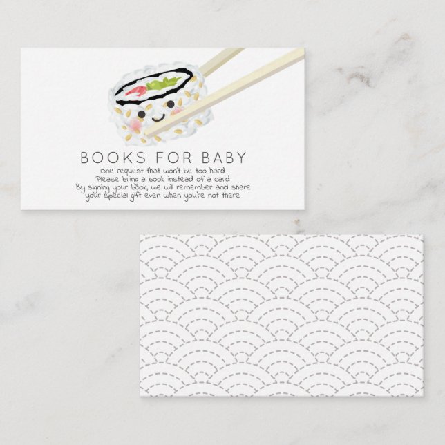 Sushi Roll Baby Shower Book Request Enclosure Card (Front/Back)