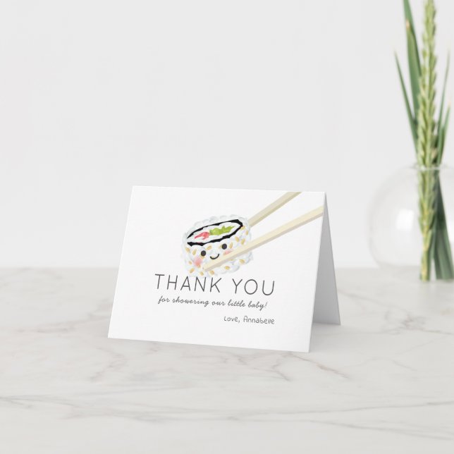 Sushi Roll Baby Shower Thank You Card (Front)