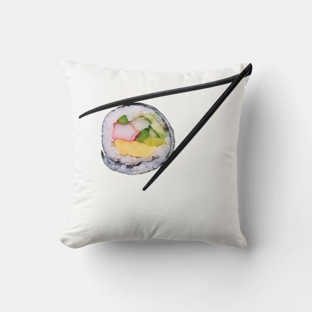 Sushi Roll & Chopsticks - Customised Template Cushion (Front)