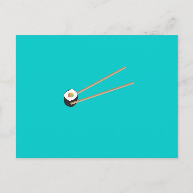 Sushi roll with chopsticks postcard (Front)