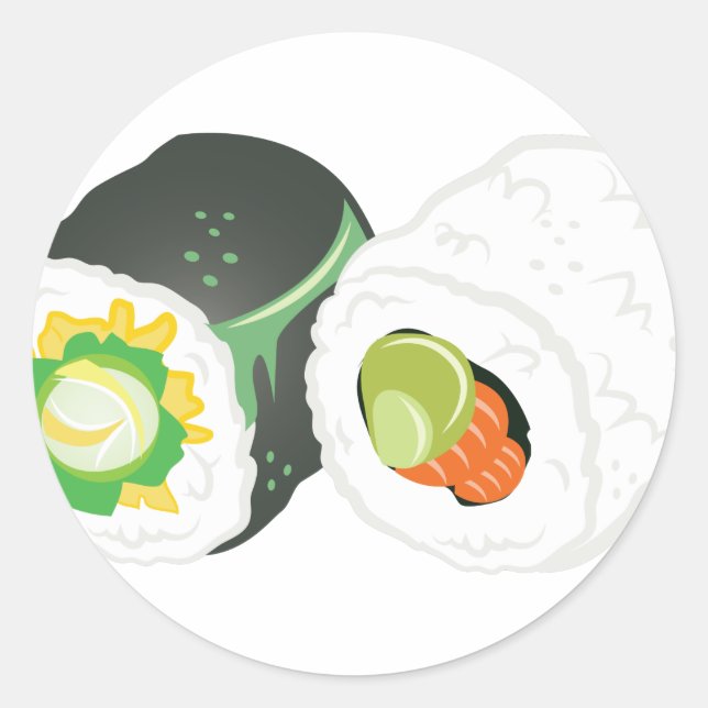 Sushi Rolls Classic Round Sticker (Front)
