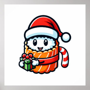 Sushi Santa - Festive Roll with Gift Poster