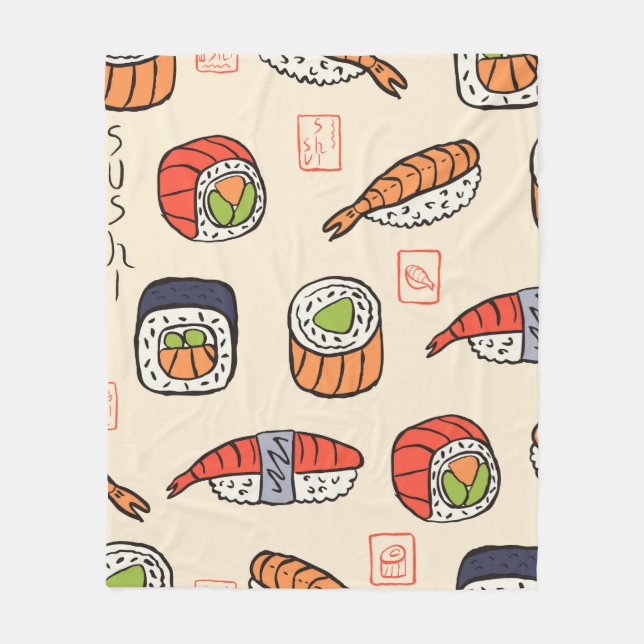 sushi seamless pattern fleece blanket (Front)