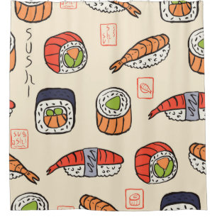 sushi seamless pattern shower curtain
