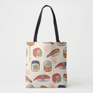 sushi seamless pattern tote bag