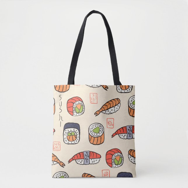 sushi seamless pattern tote bag (Front)