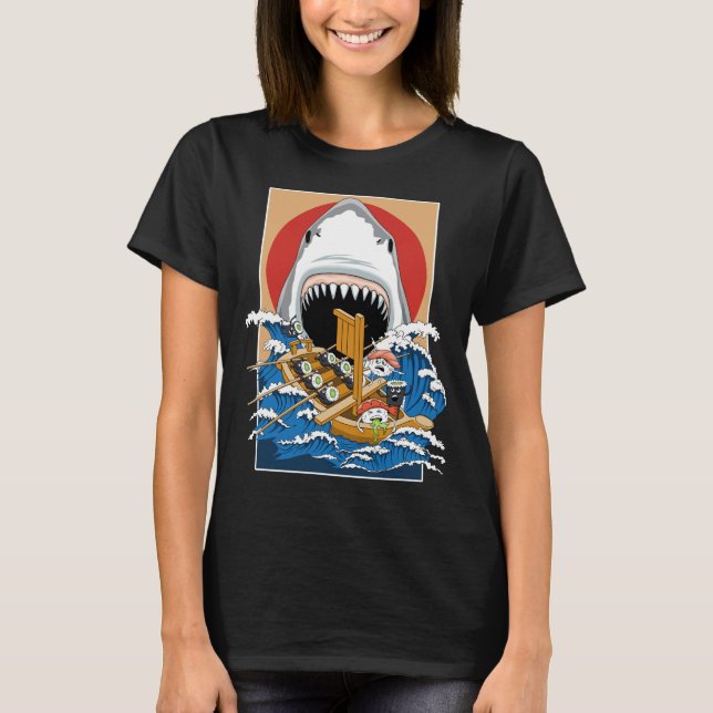 Sushi Shark Attack Illustration T-Shirt (Front)