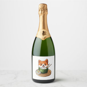 Sushi Shiba � Funny Food Dog Sparkling Wine Label
