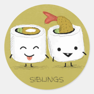 Sushi Siblings Classic Round Sticker