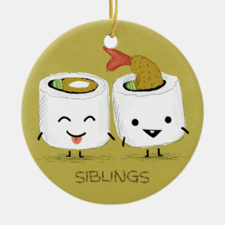Sushi Siblings Kawaii Tempura Shrimp Sushi Twins Ceramic Tree Decoration