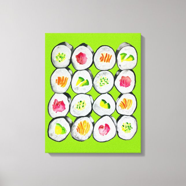 Sushi Time watercolor wasabi Canvas Print (Front)