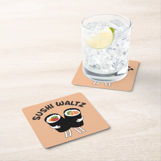 Sushi Waltz  Square Paper Coaster (Insitu)