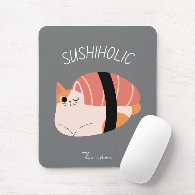 sushiholic, sushi cat mouse pad (With Mouse)